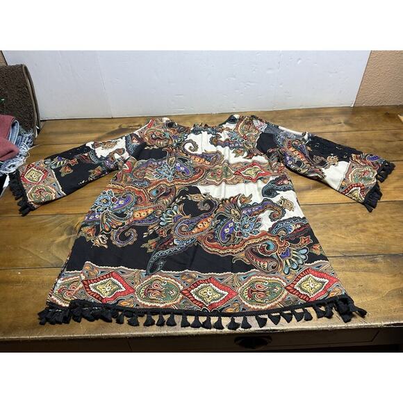 Calessa Tunic XL Floral Shoulder Show Embroidered Boho Top - Picture 12 of 14